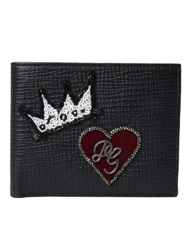 Dolce & Gabbana Elegant Black Leather Bifold Wallet