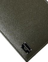 Dolce & Gabbana Elegant Olive Green Leather Bifold Wallet