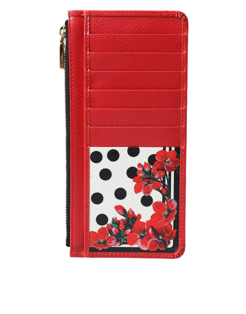 Dolce & Gabbana Elegant Floral Zippered Card Holder Wallet