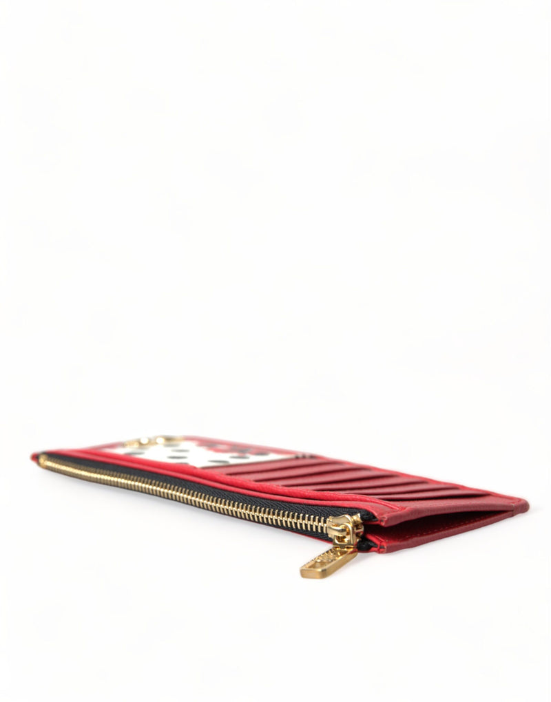 Dolce & Gabbana Elegant Floral Zippered Card Holder Wallet