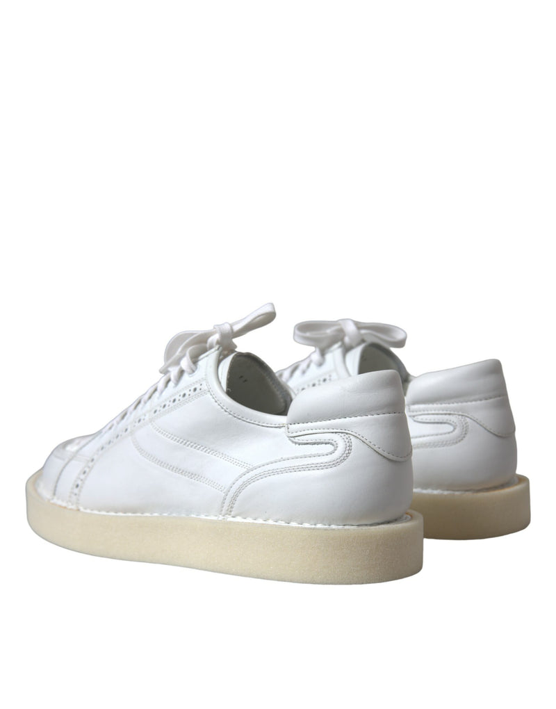 Dolce & Gabbana Elegant White Calfskin Oxford Sneakers