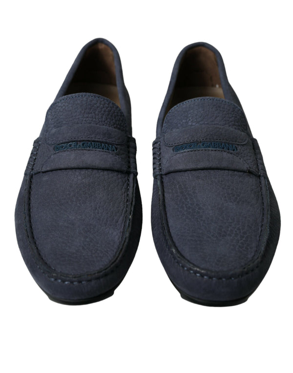 Dolce & Gabbana Elegant Blue Leather Moccasin Shoes