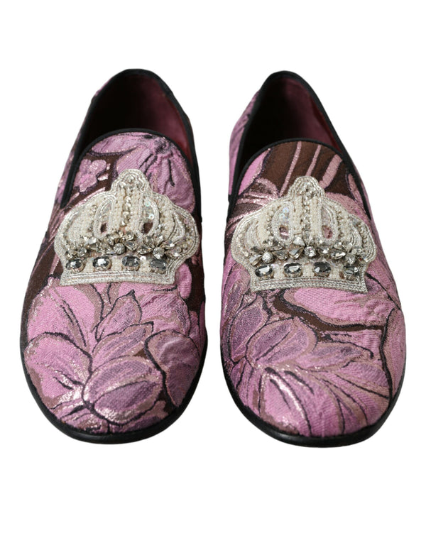 Dolce & Gabbana Elegant Pink Crystal-Embellished Loafers