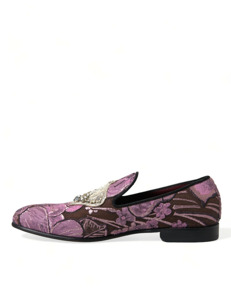 Dolce & Gabbana Elegant Pink Crystal-Embellished Loafers