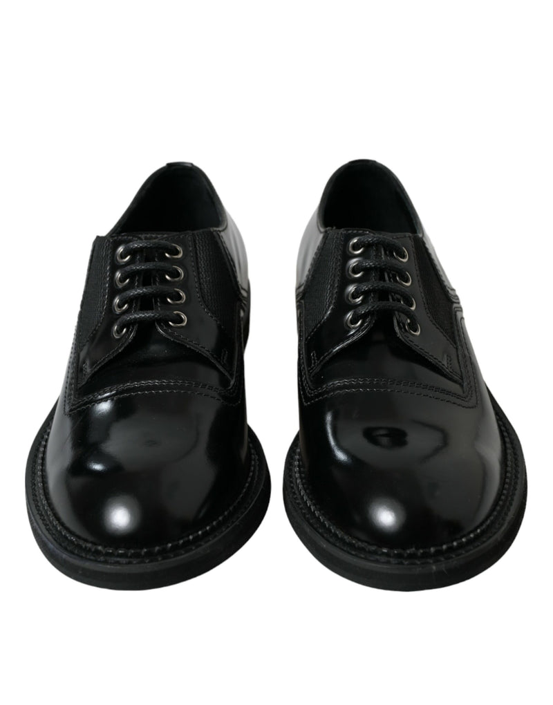 Dolce & Gabbana Elegant Black Leather Derby Dress Shoes