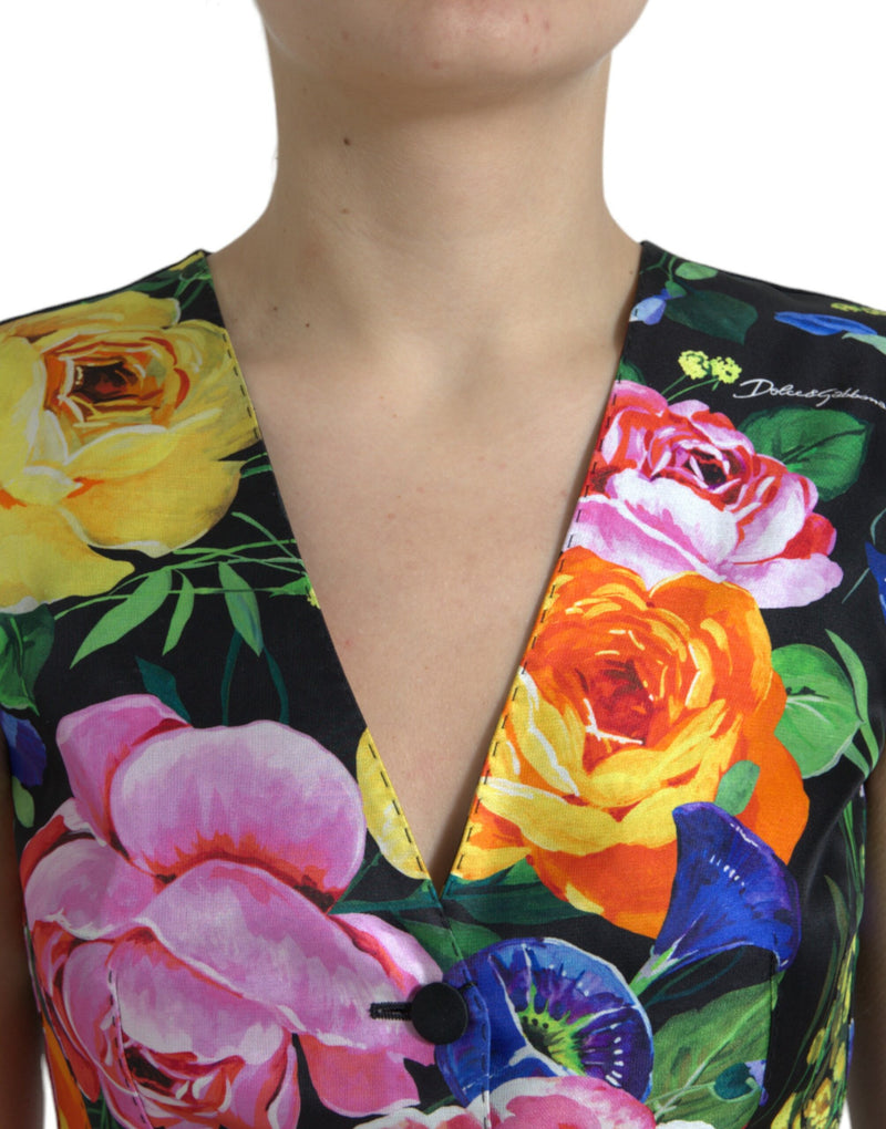 Dolce & Gabbana Floral Silk Blend Sleeveless Waistcoat