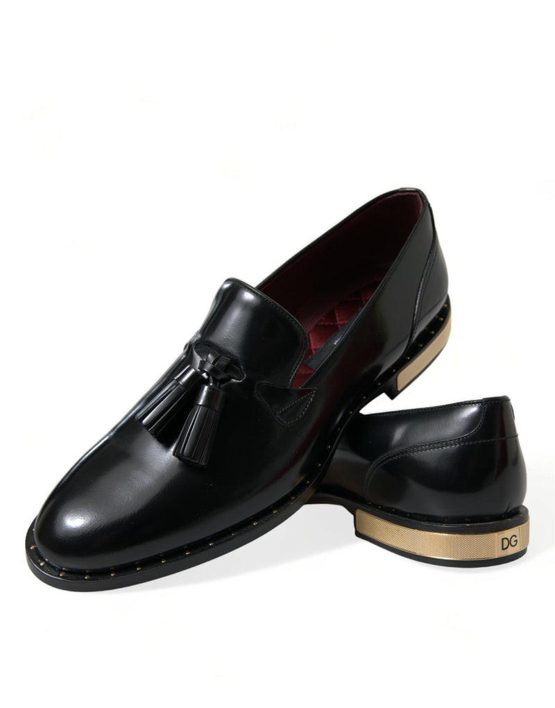 Dolce & Gabbana Elegant Tassel Leather Loafers - Black