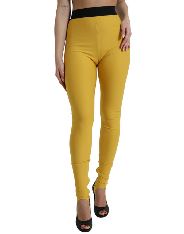 Dolce & Gabbana Elegant High Waist Yellow Leggings