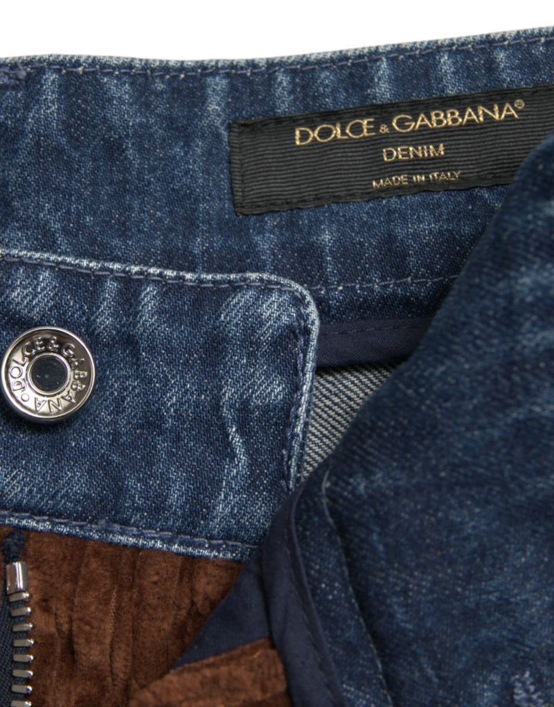 Dolce & Gabbana Elegant High-Waist Corduroy Cargo Jeans