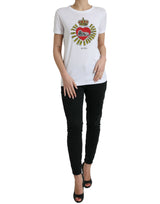 Dolce & Gabbana Chic White Cotton Heart Print Tee