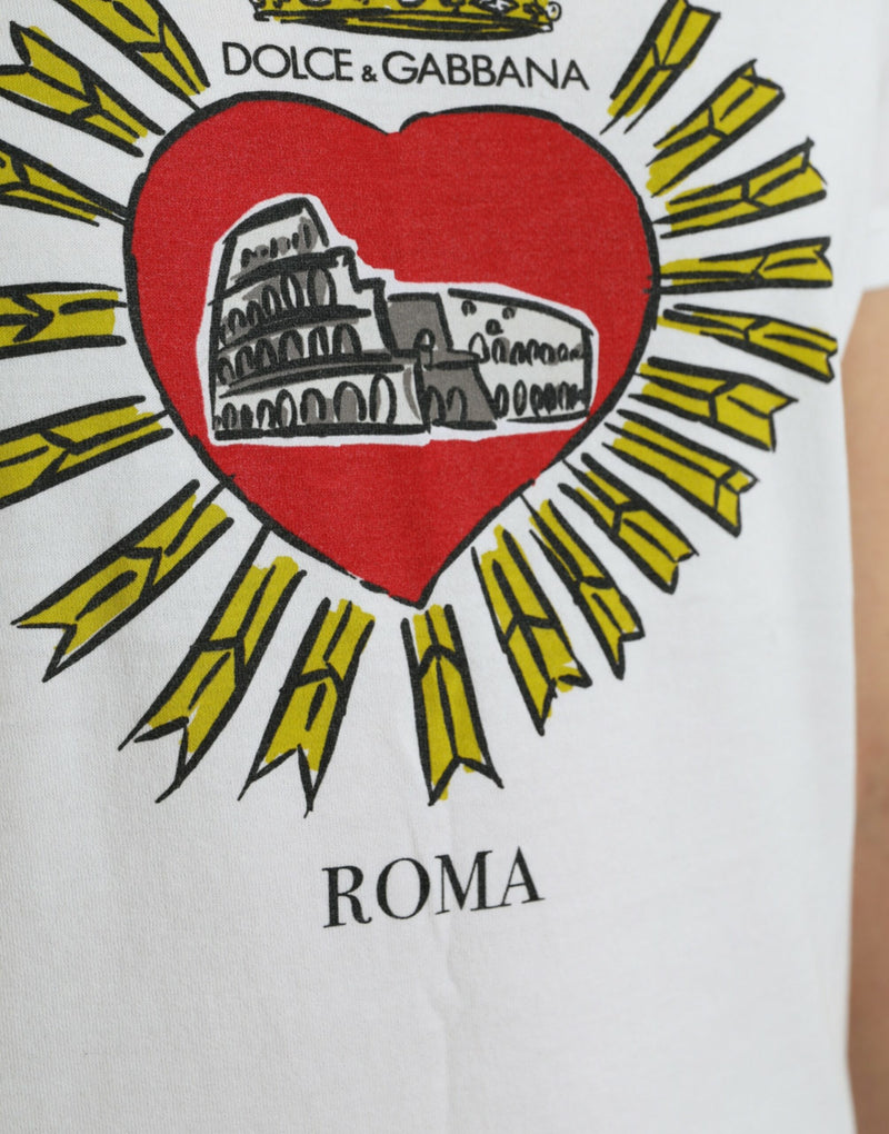 Dolce & Gabbana Chic White Cotton Heart Print Tee