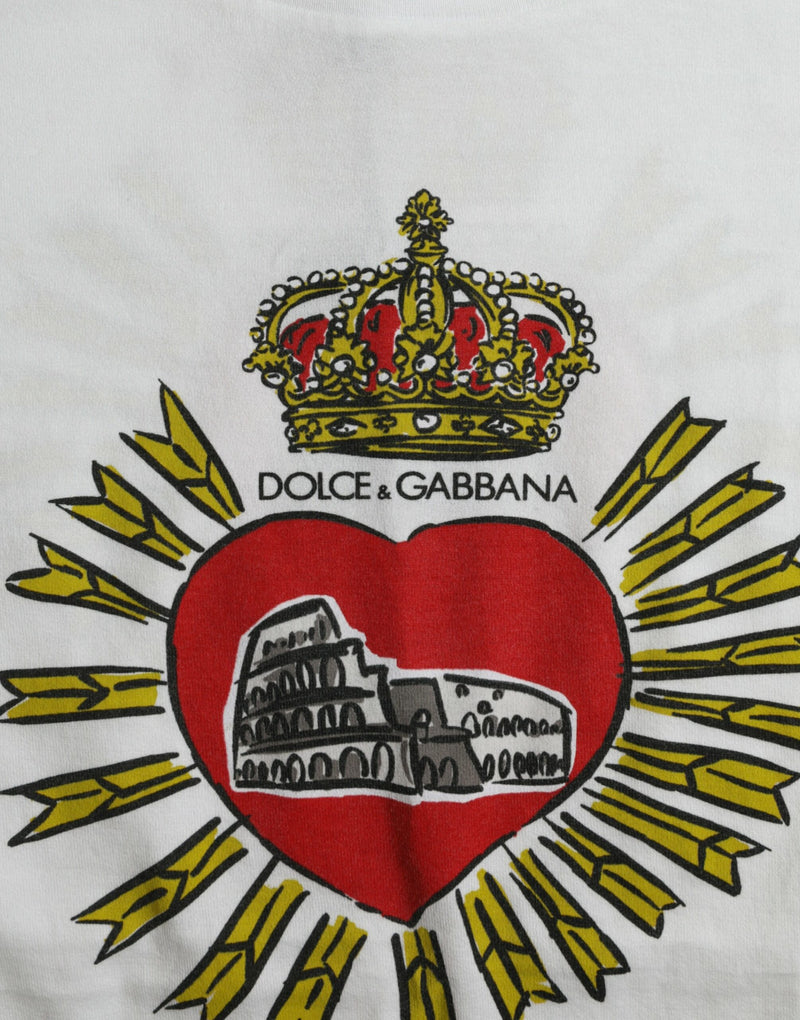 Dolce & Gabbana Chic White Cotton Heart Print Tee