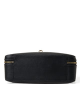 Dolce & Gabbana Elegant Black Leather Shoulder Bag with Gold Accents