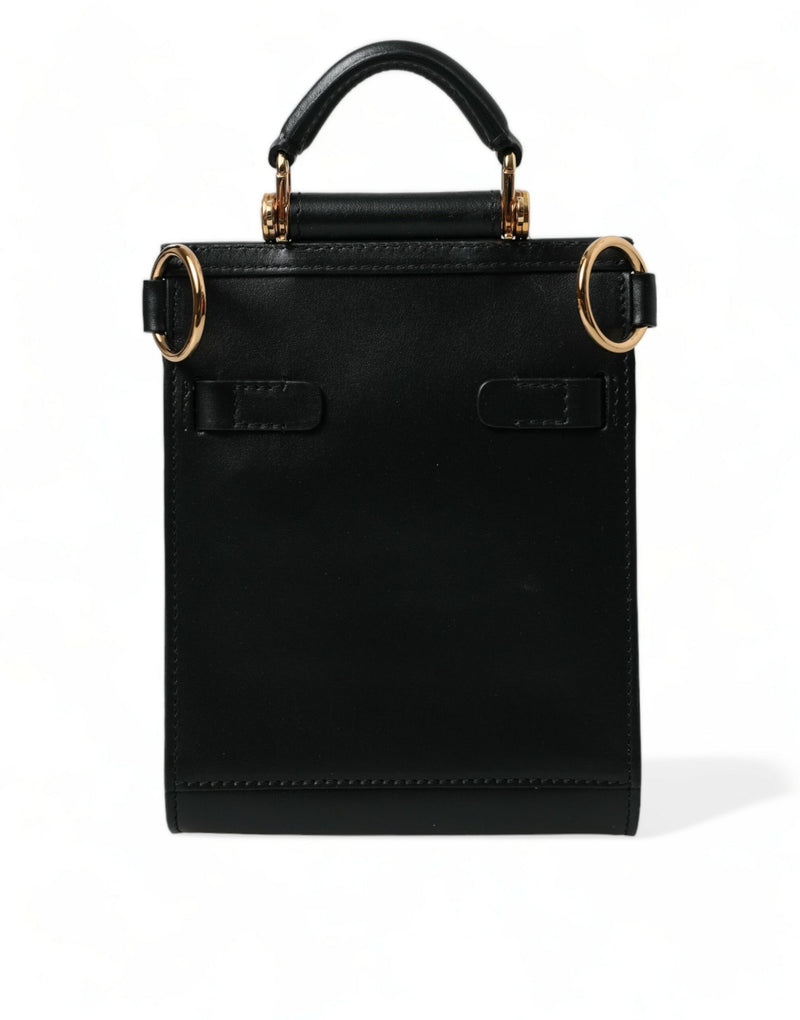 Dolce & Gabbana Elegant Black Leather Crossbody Bag