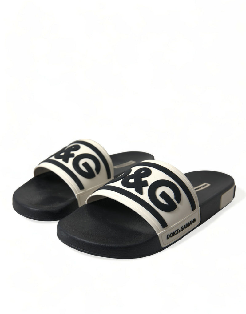 Dolce & Gabbana Elegant Monochrome Rubber Beachwear Slides