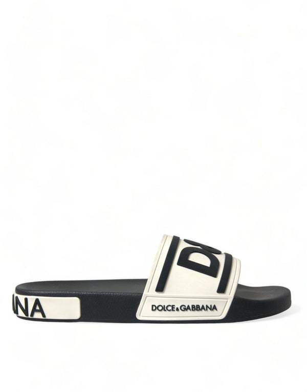 Dolce & Gabbana Elegant Monochrome Rubber Beachwear Slides