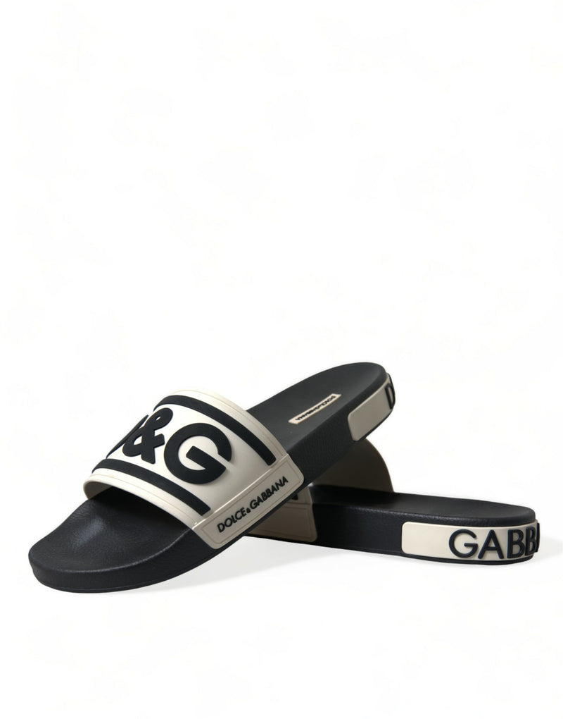 Dolce & Gabbana Elegant Monochrome Rubber Beachwear Slides