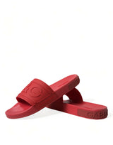 Dolce & Gabbana Classic Red Rubber Beachwear Slides