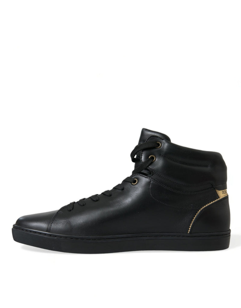 Dolce & Gabbana Elegant Black Mid-Top Leather Sneakers