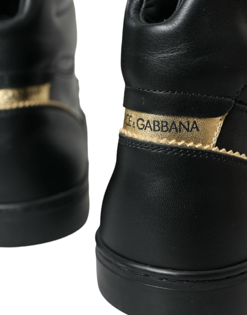 Dolce & Gabbana Elegant Black Mid-Top Leather Sneakers