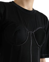 Dolce & Gabbana Elegant Satin-Trimmed Bustier T-Shirt