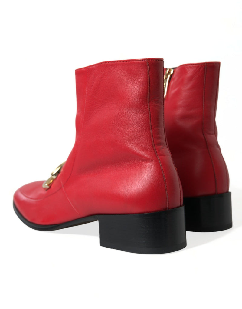 Dolce & Gabbana Elegant Red Ankle Leather Boots