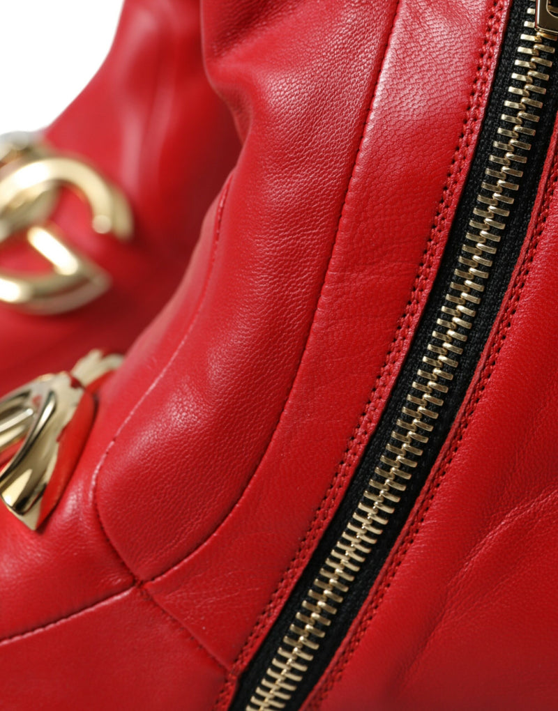 Dolce & Gabbana Elegant Red Ankle Leather Boots