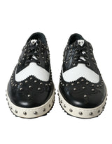 Dolce & Gabbana Studded Leather Sneakers in Black & White