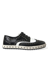 Dolce & Gabbana Studded Leather Sneakers in Black & White