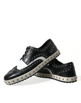 Dolce & Gabbana Studded Leather Sneakers in Black & White