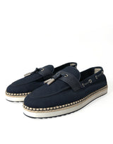 Dolce & Gabbana Elegant Navy Blue Fabric Loafers