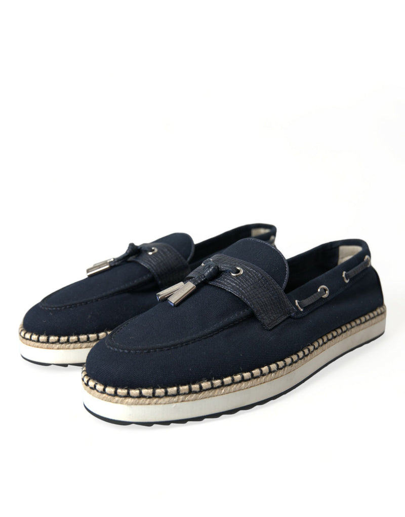 Dolce & Gabbana Elegant Navy Blue Fabric Loafers