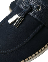 Dolce & Gabbana Elegant Navy Blue Fabric Loafers