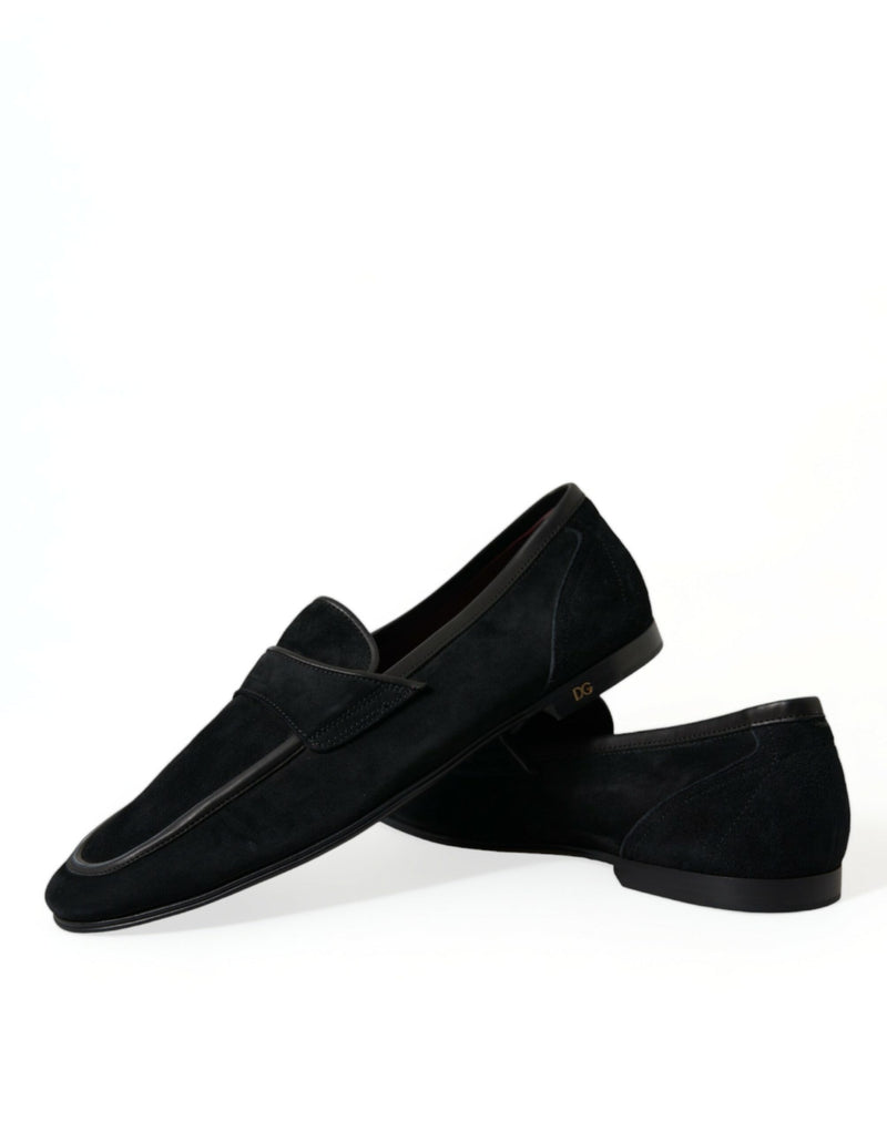 Dolce & Gabbana Elegant Velvet Black Loafers for Men