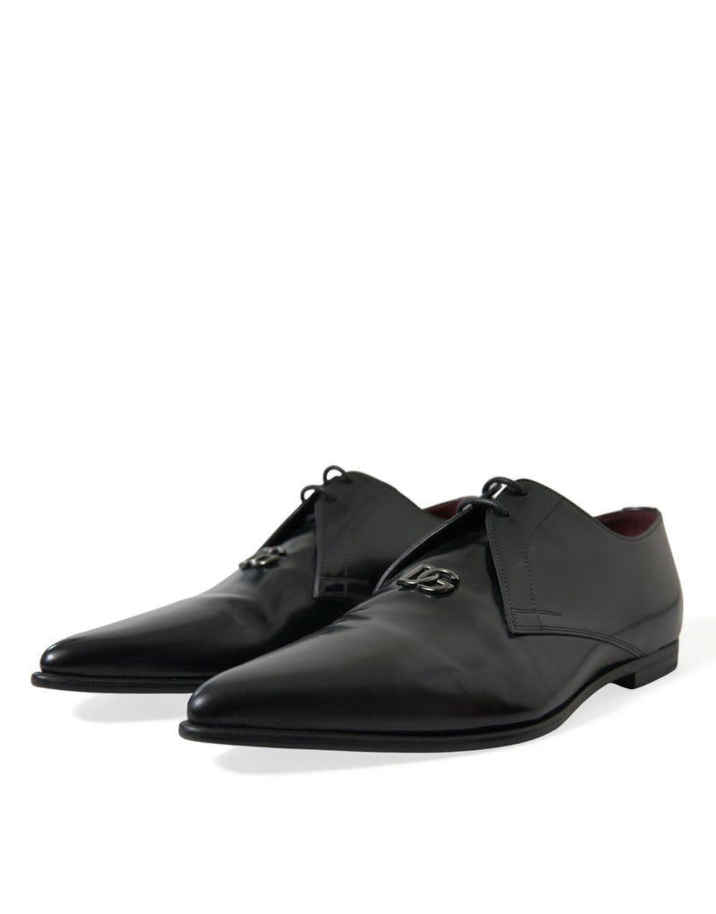 Dolce & Gabbana Elegant Black Leather Derby Dress Shoes