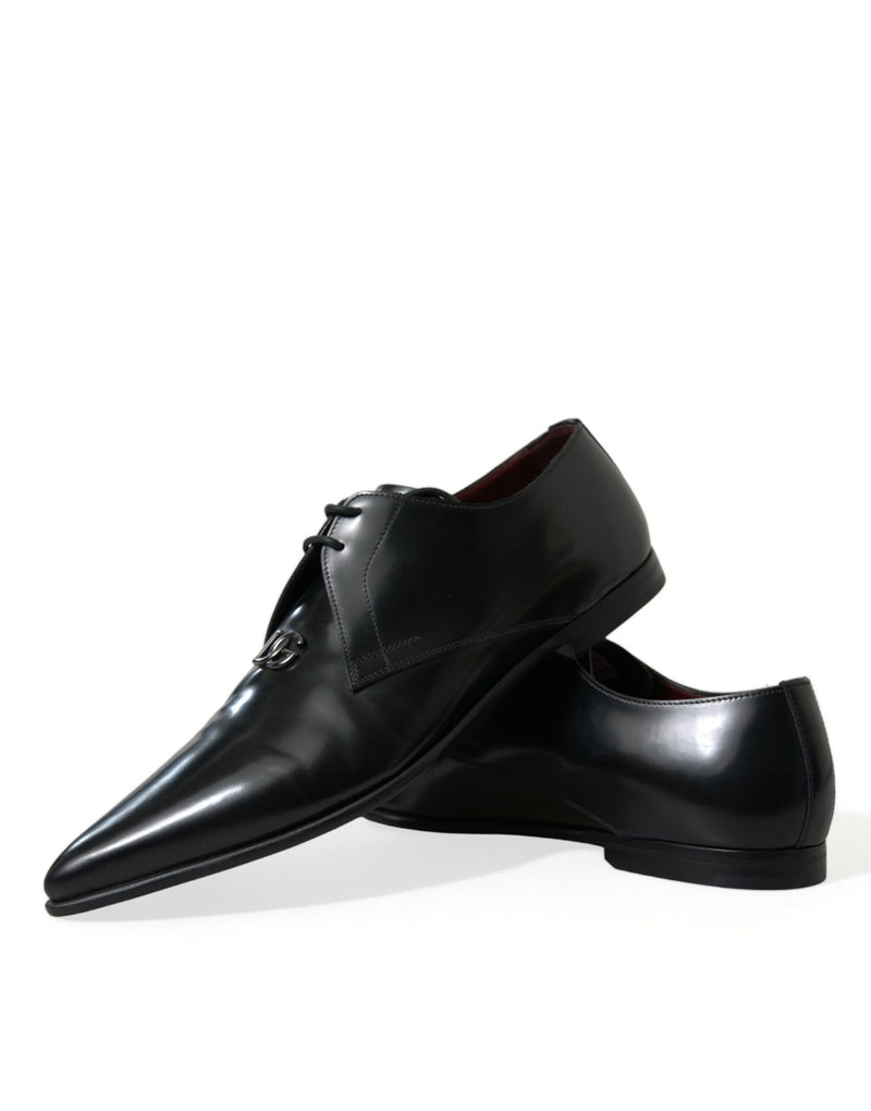 Dolce & Gabbana Elegant Black Leather Derby Dress Shoes