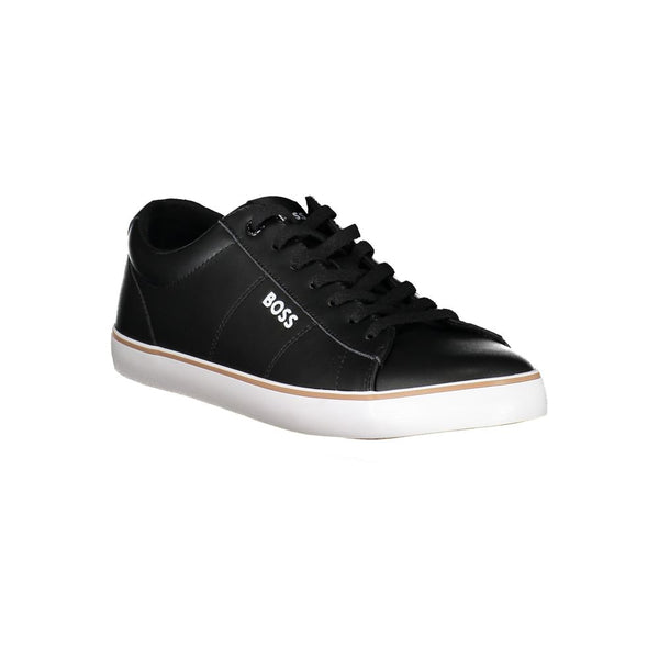 Hugo Boss Sleek Black Contrast Lace-Up Sneakers