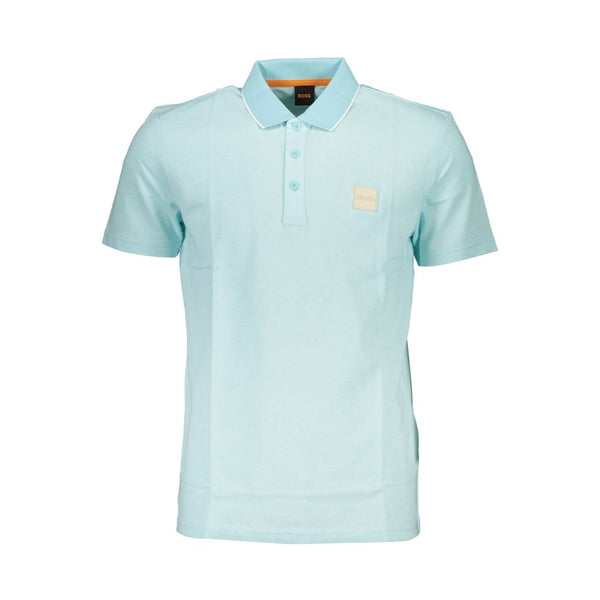 Hugo Boss Light Blue Cotton Men Polo Shirt