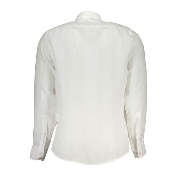 Hugo Boss White Linen Men Shirt