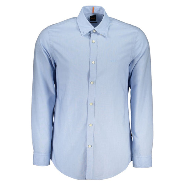 Hugo Boss Light Blue Cotton Men Shirt