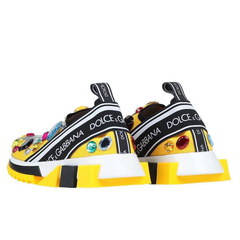 Dolce & Gabbana Jewel-Embellished Stretch Sneakers in Sunny Yellow