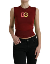 Dolce & Gabbana Elegant Silk Crew Neck Tank Top with Logo Patch