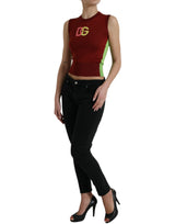 Dolce & Gabbana Elegant Silk Crew Neck Tank Top with Logo Patch