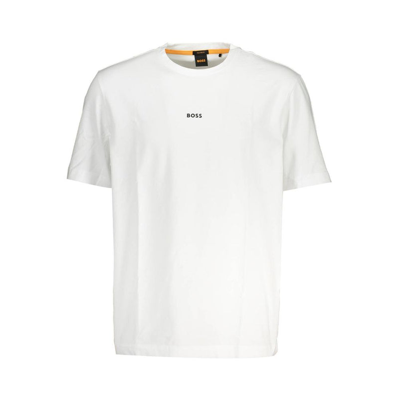 Hugo Boss Chic White Relaxed Fit Tee with Logo Detail