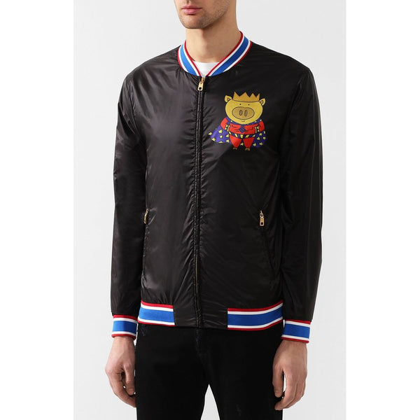 Dolce & Gabbana Sleek Nylon Printed Back Jacket