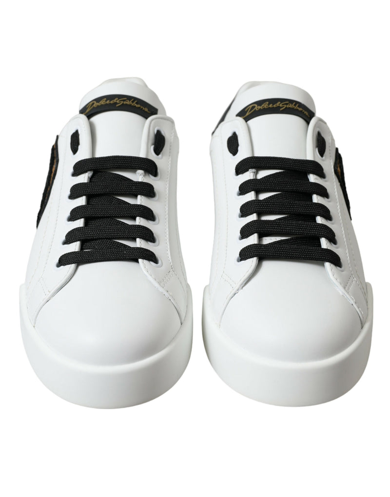 Dolce & Gabbana Black & White Leather Low Top Sneakers