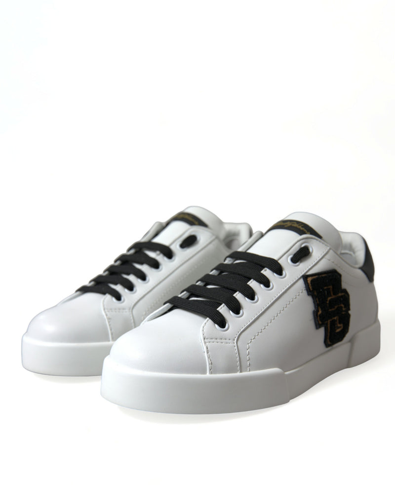 Dolce & Gabbana Black & White Leather Low Top Sneakers