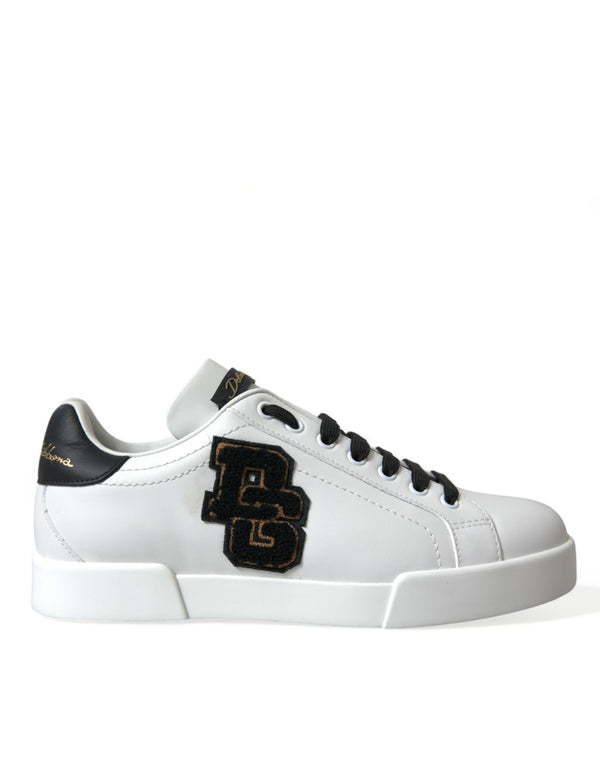 Dolce & Gabbana Black & White Leather Low Top Sneakers