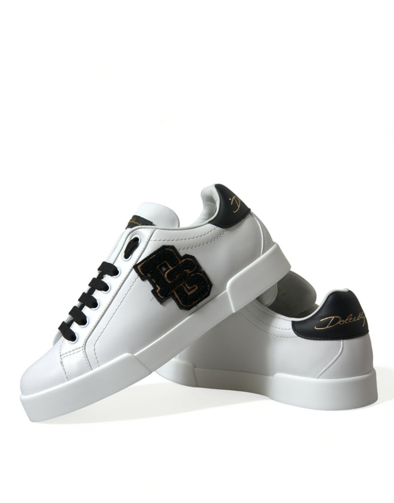 Dolce & Gabbana Black & White Leather Low Top Sneakers