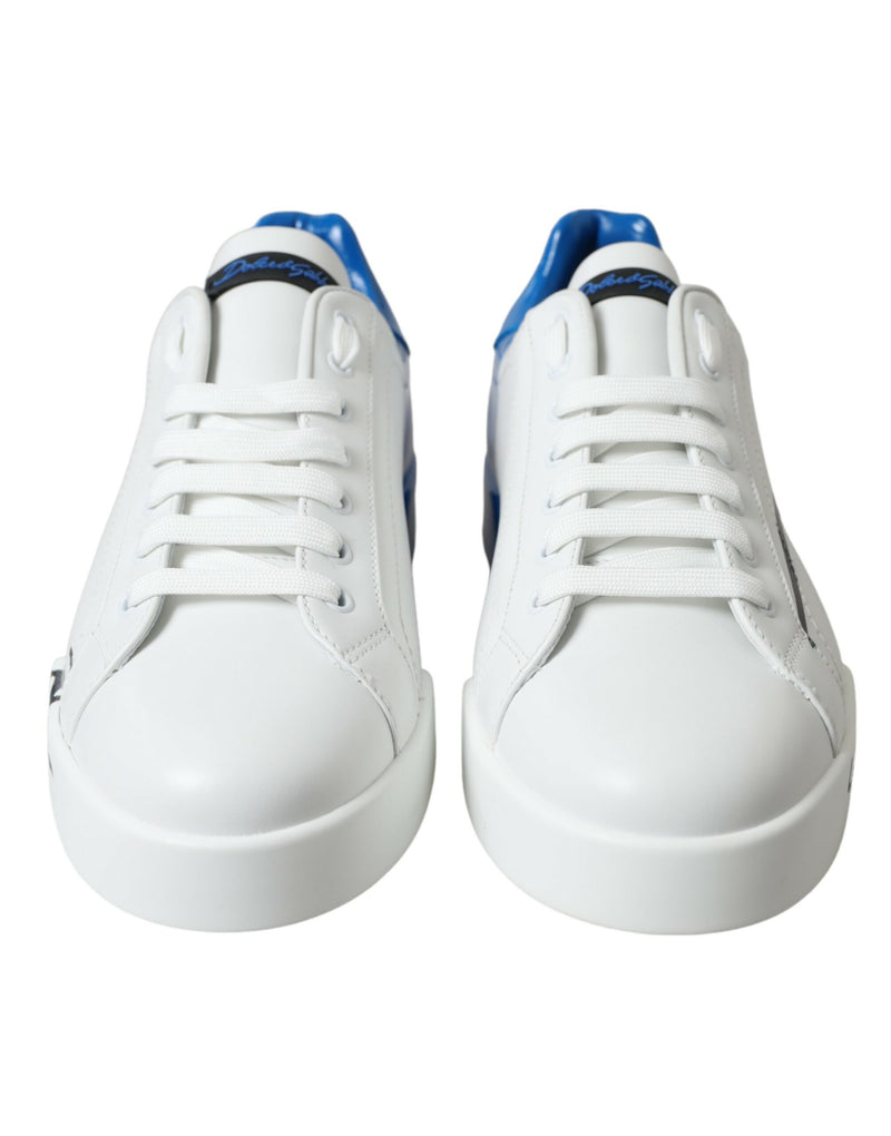 Dolce & Gabbana Elegant White and Blue Low-Top Sneakers